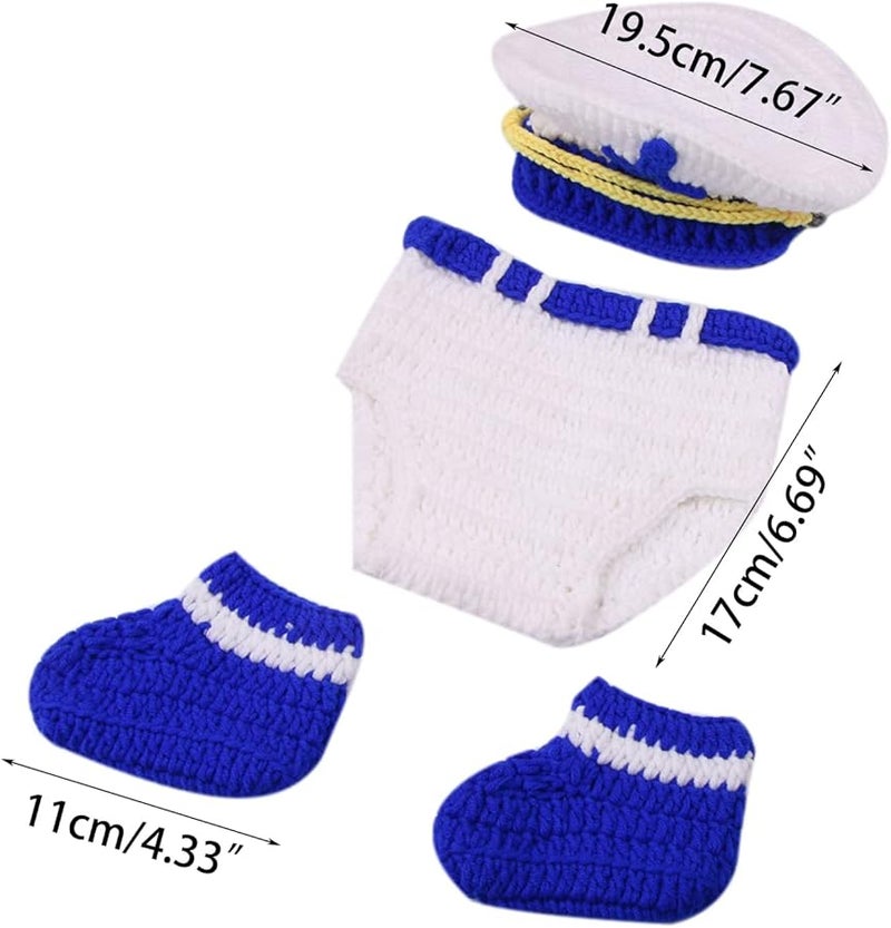 Newborn Photography Outfit Set Crocheted Knit Costume Hat Diaper Prop Baby Girl Boy - Image 4